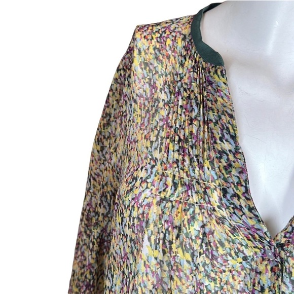 Fei Anthropologie 100% Silk Multicolor Abstract Long Sleeve Button Up  Top Sz 6 - Picture 3 of 12